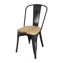 Chaise en acier noir avec assise en bois (lot de 4)